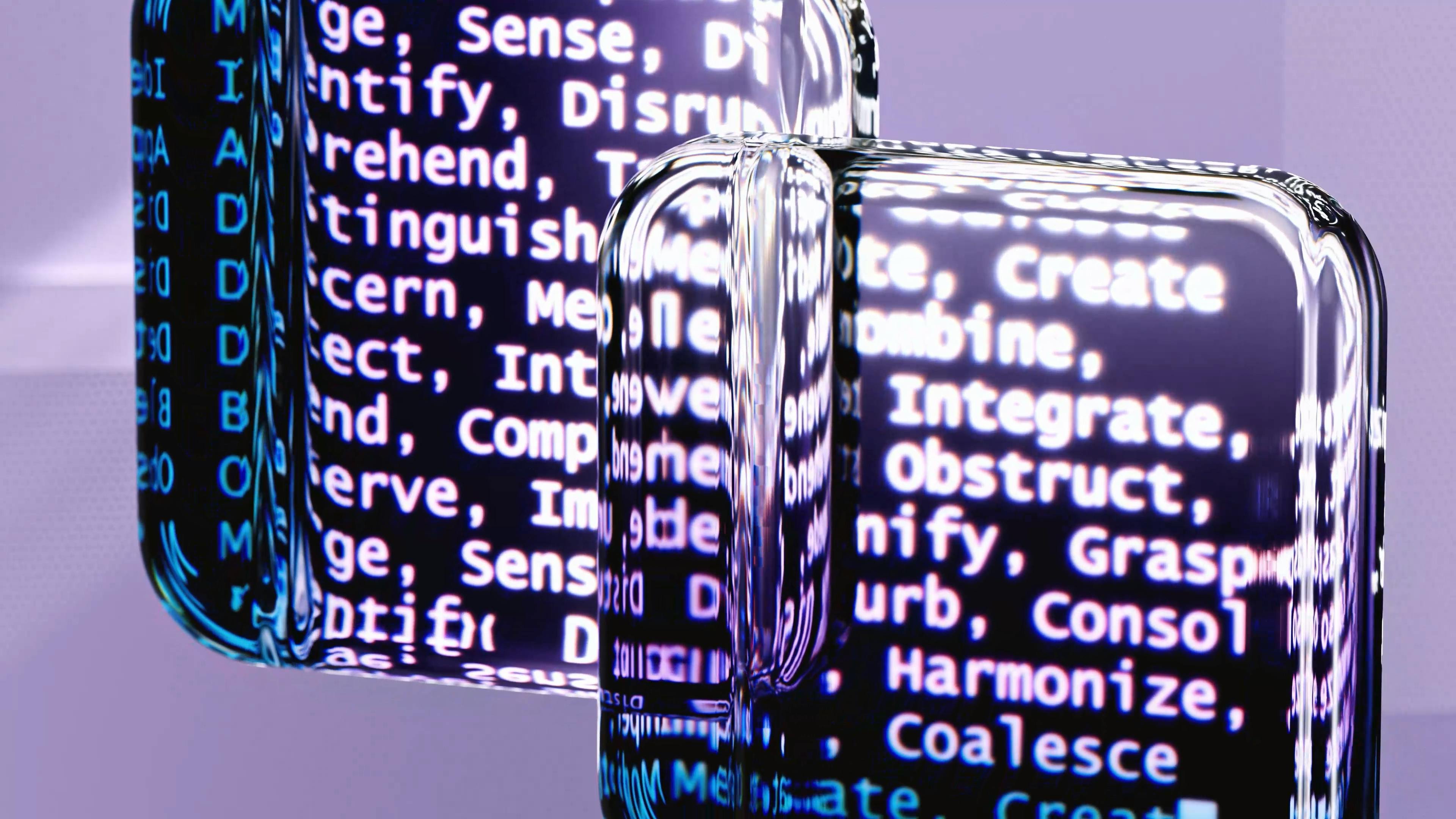 Text projected on glass